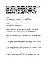 SENSATION AND PERCEPTION CHAPTER ONE GOLDSTEIN AND CACCIAMANI COMPREHENSIVE REVIEW 2026 FU