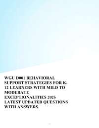 WGU D001 BEHAVIORAL SUPPORT STRATEGIES FOR K 12 LEARNERS