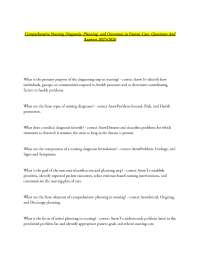Comprehensive Nursing Diagnosis, Planning, and Outcomes in Patient Care Questions And Ans