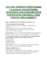 AVIA 305: AERODYNAMICS-Module 7 Assessment: Aircraft Stability QUESTIONS AND ANSWERS WITH