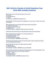 NSG 1524 ALL Practice & NCLEX Questions From Notes With Complete Solutions.