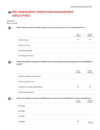 WGU C215 Operations Management Exam | Actual Questions and Answers Latest Updated (Grad