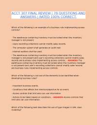 ACCT 307 FINAL REVIEW – 78 QUESTIONS AND ANSWERS 100% CORRECT