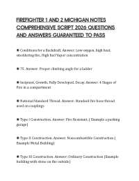 FIREFIGHTER 1 AND 2 MICHIGAN NOTES COMPREHENSIVE SCRIPT 2026 QUESTIONS AND ANSWERS GUARANT