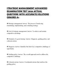 STRATEGIC MANAGEMENT ADVANCED EXAMINATION TEST 2026 ACTUAL QUESTIONS WITH ACCURATE SOLUTIO