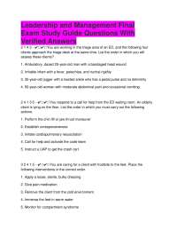 Leadership and Management Final Exam Study Guide Questions With Verified Answers