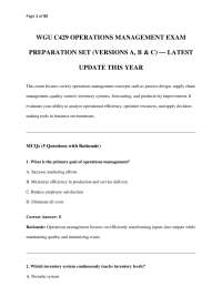 WGU C429 OPERATIONS MANAGEMENT EXAM PREPARATION SET (VERSIONS A, B & C) — LATEST UPDATE TH