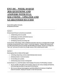ENT 101 – WEEK 10 QUIZ 2026 QUESTIONS AND ANSWERS WITH FULL SOLUTIONS – UPDATED AND GU