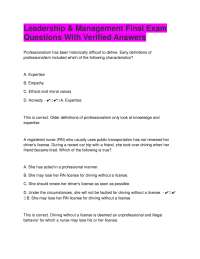 Leadership & Management Final Exam Questions With Verified Answers