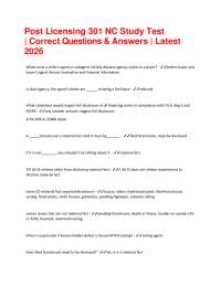 Post Licensing 301 NC Study Test | Correct Questions & Answers | Latest 2026