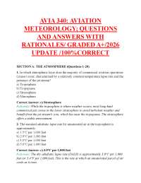 AVIA 340: AVIATION METEOROLOGY; QUESTIONS AND ANSWERS WITH RATIONALES/ GRADED A+/2026