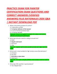 PRACTICE EXAM FOR PAINTER CERTIFICATION EXAM QUESTIONS AND CORRECT ANSWERS