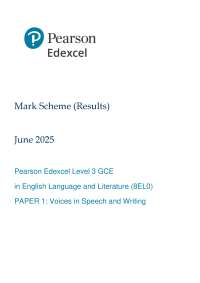 June 2025 Mark Scheme Pearson Edexcel Level 3 GCE in English Language and Literature (8EL0