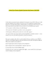 Critical Care Practice Quizzlet Questions And Answers 2025/2026
