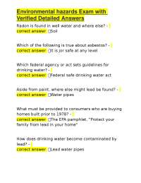 Environmental hazards Exam with Verified Detailed Answers
