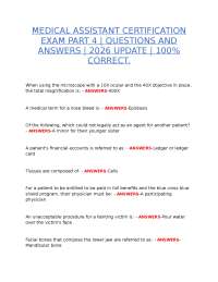MEDICAL ASSISTANT CERTIFICATION EXAM PART 4 – QUESTIONS AND ANSWERS 2026 UPDATE 100% CORRE