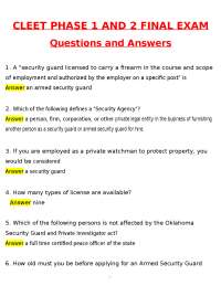 CLEET Phase 1 and 2 Final Exam Latest 2026 Questions and Verified Answers (2026 / 2027) A+