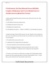 CNA Prometric Test Prep Material 20252026 Verified Questions & Answers