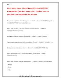 Food Safety Exam 3 Prep Material 20252026 Verified Questions & Answers