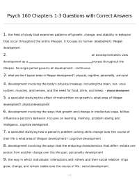 Psych 160 Chapters 1-3 Questions with Correct Answers