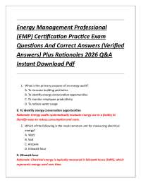 Energy Management Professional (EMP) Certification Practice Exam Questions And Correct A