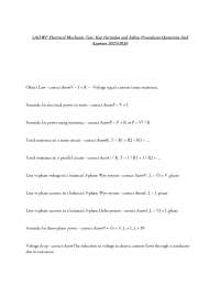 LADWP Electrical Mechanic Test: Key Formulas and Safety Procedures Questions And Answers