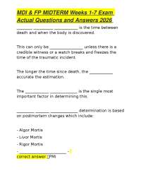 MDI & FP MIDTERM Weeks 1-7 Exam Actual Questions and Answers 2026