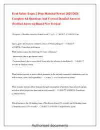 Food Safety Exam 2 Prep Material 20252026 Verified Questions & Answers