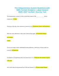 The Integumentary System Questions with 100% Correct Answers | Latest Version 2026 | 2027