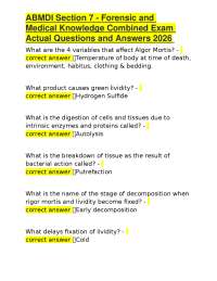 ABMDI Section 7 - Forensic and Medical Knowledge Combined Exam Actual Questions and Answer