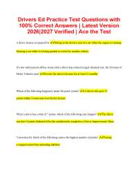 Drivers Ed Practice Test Questions with 100% Correct Answers | Latest Version 2026|2027 Ve