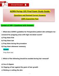 AORN Periop 101 Final Exam Study Guide (2026) - Questions & Revised Answers (PDF)