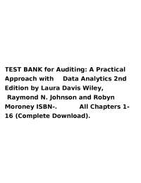 Auditing: A Practical Approach with Data Analytics 2nd Edition Davis Study Guide