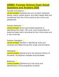 ABMDI: Forensic Science Exam Actual Questions and Answers 2026