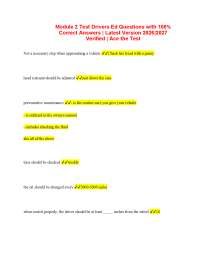 Module 2 Test Drivers Ed Questions with 100% Correct Answers | Latest Version 2026|2027 Ve