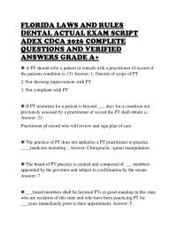 FLORIDA LAWS AND RULES DENTAL ACTUAL EXAM SCRIPT ADEX CDCA 2026 COMPLETE QUESTIONS AND VER