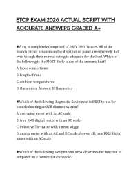 ETCP EXAM 2026 ACTUAL SCRIPT WITH ACCURATE ANSWERS GRADED A+