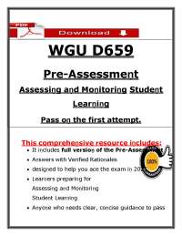 Assessing and Monitoring Student Learning, Pre-Assessment (2025) – Exam Questions & Answer