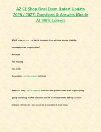 AZ CE Shop Final Exam (Latest Update 2026 / 2027) Questions & Answers {Grade A} 100% Corre