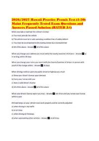 2026/2027 Hawaii Practice Permit Test (1-30) Maint Frequently Tested Exam Questions and An