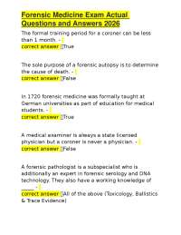 Forensic Medicine Exam Actual Questions and Answers 2026