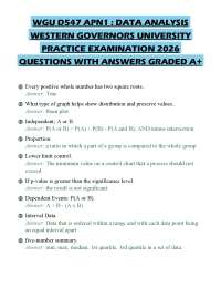 WGU D547 APN1 : DATA ANALYSIS WESTERN GOVERNORS UNIVERSITY PRACTICE EXAMINATION 2026 QUEST