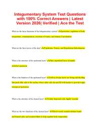 Integumentary System Test Questions with 100% Correct Answers | Latest Version 2026| Verif