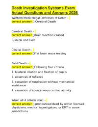 Death Investigation Systems Exam Actual Questions and Answers 2026