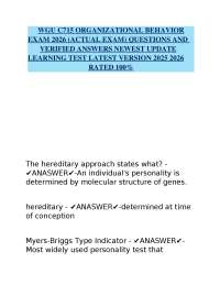 WGU C715 ORGANIZATIONAL BEHAVIOR EXAM 2026 (ACTUAL EXAM) QUESTIONS AND VERIFIED ANSWERS N