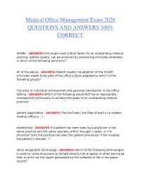 MEDICAL OFFICE MANAGEMENT EXAM 2026 – QUESTIONS AND ANSWERS 100% CORRECT