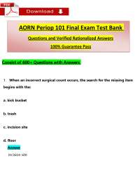 AORN Periop 101 Final Exam Test Bank (2026) - Questions & Verified Answers (PDF)