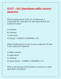 D337 - IoT Questions with correct answers
