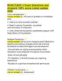 NCAC/CADC II Exam Questions and Answers 100% score Latest update 2026