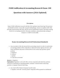 FASB Codification & Accounting Research Exam: 100 Questions with Answers (2026 Updated)
